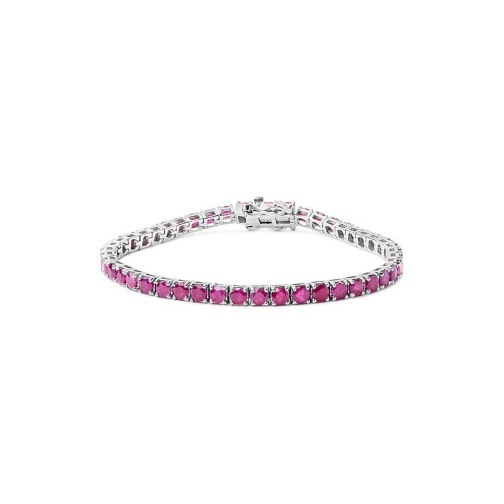Haus Of Brilliance Colorful Gemstones Silver 11.50 Ct. Tw. Lab-Grown Ruby Tennis